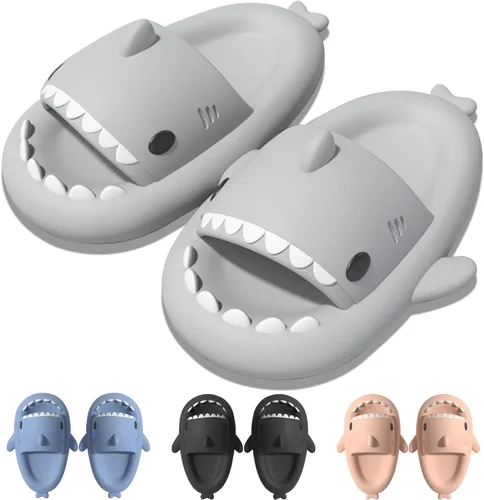 EECH Lindas pantuflas para niños grandes, sandalias de tiburón de nube, suela gruesa mejorada, antideslizantes, para interiores y exteriores, verano