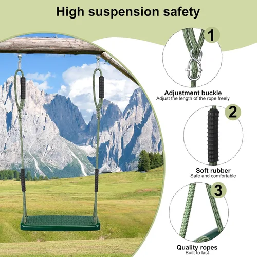 Miniatura 4 de Juego de columpio de plástico de repuesto resistente, con cuerda ajustable antideslizante para colgar columpio, accesorios para asiento de columpio