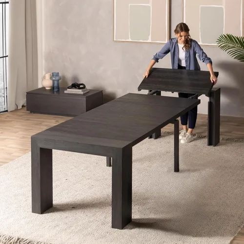 Miniatura 18 de Transformer Table - Mesa de comedor extensible de madera maciza, asientos 2-12, mesa de comedor expandible, muebles que ahorran espacio, muebles