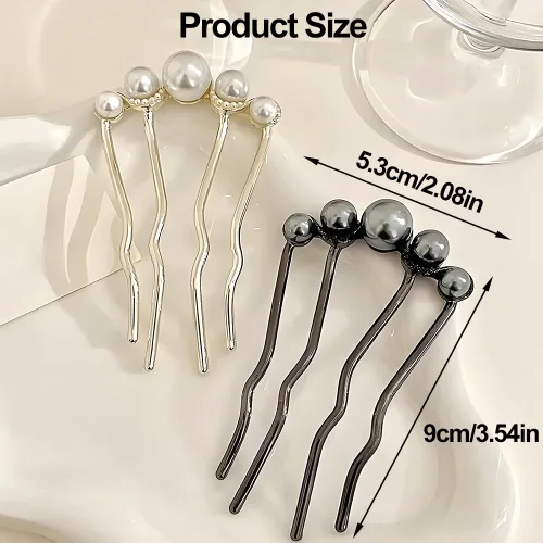 Miniatura 2 de 2 horquillas para el cabello en forma de U para moños, horquillas francesas para cabello grueso, peines laterales para mujer, peine de pelo negro