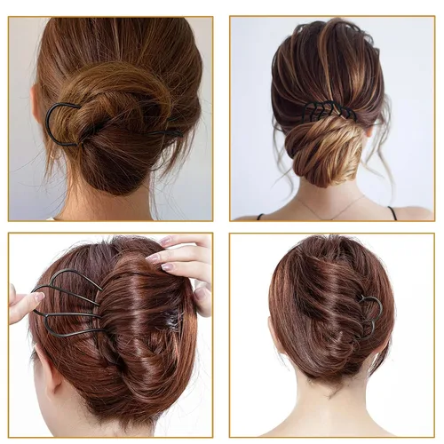 Miniatura 4 de 12 peines laterales de metal para el cabello, pinzas de horquilla para el cabello, peine de giro francés, barra de pelo updo, herramientas
