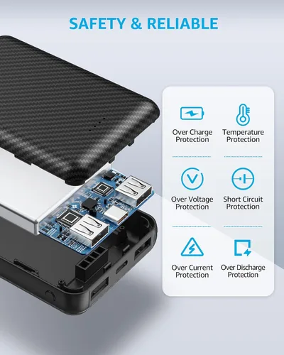 Miniatura 4 de Paquete de batería de chaleco térmico de 5 V y 2 A, batería recargable compacta de 12000 mAh para chaleco calefactable, con puertos de salida USB
