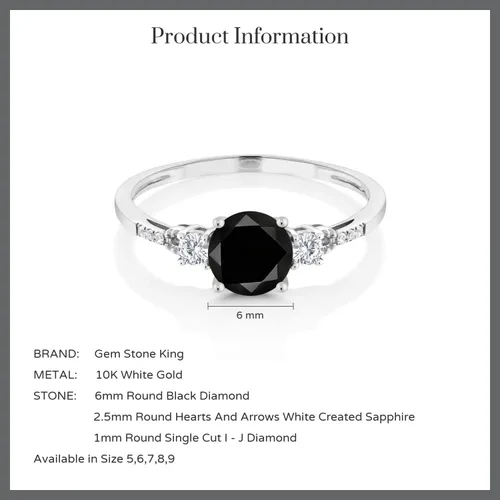 Miniatura 97 de Gem Stone King Anillo de compromiso de 3 piedras preciosas redondas de oro blanco de 10 quilates con piedra natal de 0.236 in con piedra natal