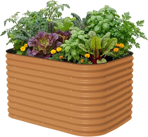 Miniatura 18 de Vego garden Jardinera elevada redonda de 32 pulgadas de alto y 42 pulgadas para jardín, para verduras, flores, patio, gris moderno