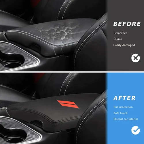 Miniatura 2 de INTGET Funda de Reposabrazos de Consola Central de Coche para Accesorios Dodge Challenger 2023 2022 2021 2020 2019 2018 2017 2016 2015 Funda