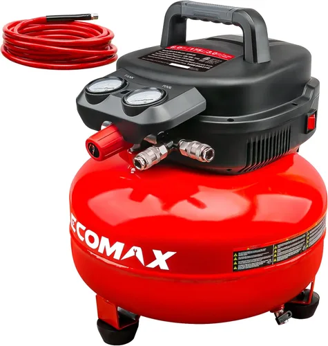 Miniatura 9 de Compresor de aire, Compresor de aire panqueque de 6 galones, MÁX 175PSI, Compresor para herramientas de aire con kit de 10 piezas de accesorios