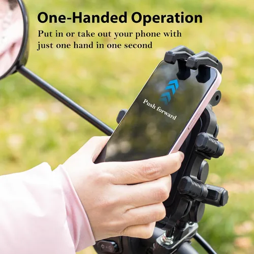 Miniatura 4 de EMERK Soporte para Teléfono de Motocicleta - [Amortiguador de Vibración Dual] [Anti-Vibración Anti-Robo] Soporte para Teléfono de Bicicleta, Cuna