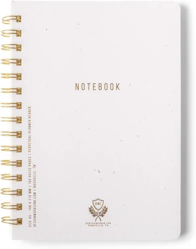 Miniatura 11 de DesignWorks Ink Cuaderno de papel texturizado de doble alambre, planificador diario y diario de escritura de tapa suave, 160 páginas perforadas a