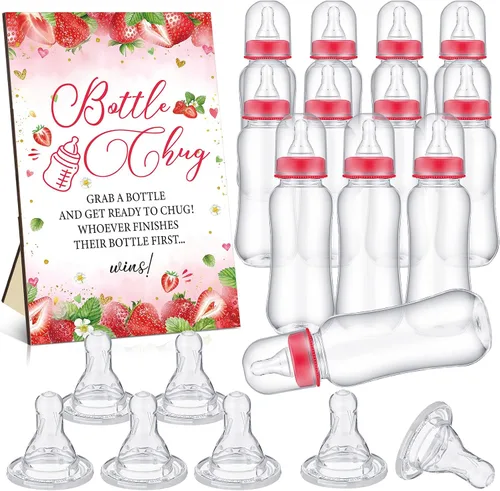 Miniatura 25 de TrelaCo Safari Cool Baby Shower Games Bottle Chug Sign Wooden Jungle Animals Set de regalo para revelación de género suministros de fiesta y 12