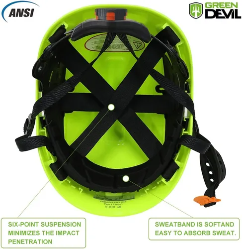 Miniatura 5 de GREEN DEVIL Casco de Seguridad Casco Duro con Visera Correa de Barbilla Ajustable Ligero Ventilado ABS Casco de Trabajo para Hombres y Mujeres Verde