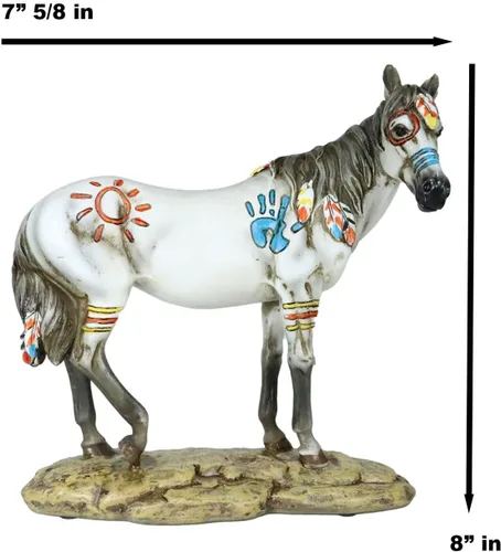 Miniatura 3 de Ebros Ebros Ecuestre Tribal Belleza Medicina Espíritu Caballo Hecho a Mano Estatua de 8 pulgadas de alto, símbolos indios nativos americanos, plumas