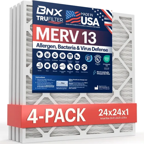 Miniatura 55 de BNX TruFilter - Filtro de aire 10 x 10 x 1 MERV 13, electrostático plisado, para aire acondicionado, HVAC y hornos, para alergias, polen, moho