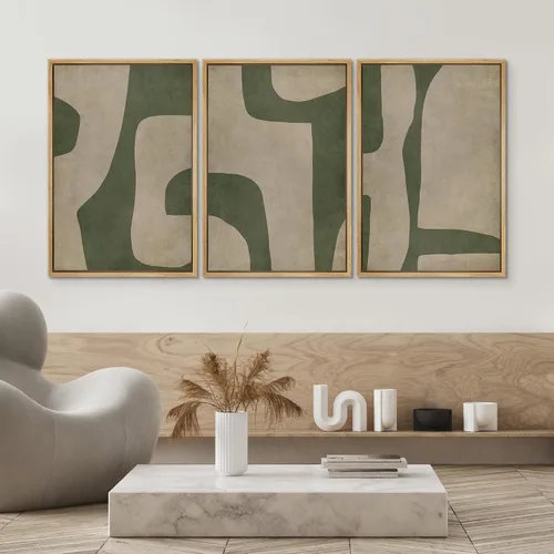 Miniatura 473 de SIGNWIN Lienzo enmarcado para pared, arte con pinceladas de flujo neutro en tonos beige abstractos, ilustraciones, arte moderno, decorativo