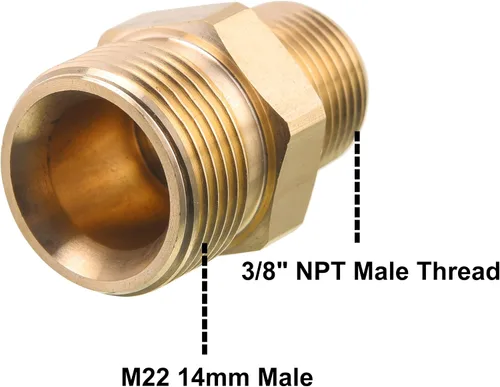 Miniatura 2 de M MINGLE - Ajuste para lavadora de presión M22, adaptador macho NPT de 3/8 pulgadas a macho M22 de 14 mm, 4500 PSI
