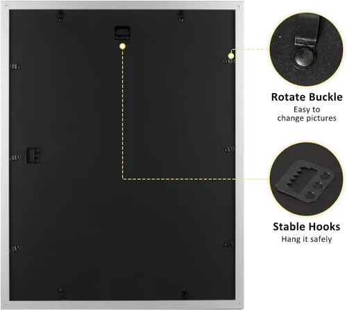 Miniatura 7 de Frametory, Marcos de 8 x 10 para mostrar imágenes de 5 x 7 con paspartú o fotos de 8 x 10 sin paspartú, vidrio resistente a roturas, accesorios