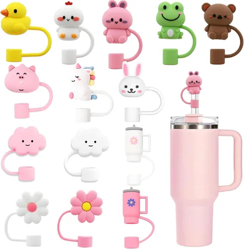 Miniatura 11 de LDKEDKF 11 piezas de cubiertas para pajitas de vaso Stanley, tapa de silicona para pajitas de vaso Stanley de 30 y 40 onzas con vasos, accesorios