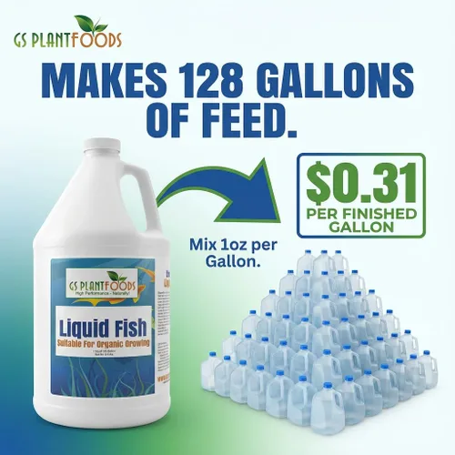 Miniatura 4 de GS Plant Foods Fertilizante líquido orgánico para peces - Natures Growth Boost, certificado OMRI, hidrolizado, a base de peces, solución