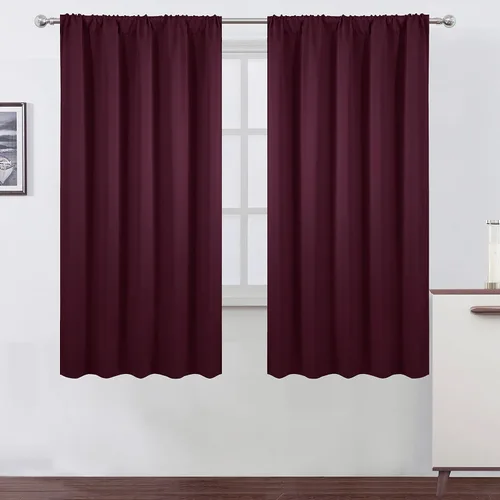 Miniatura 128 de LEMOMO Cortinas opacas negras para cocina, 42 x 45 pulgadas, juego de 2 paneles de cortinas opacas con bolsillo para cortinero para ventana pequeña