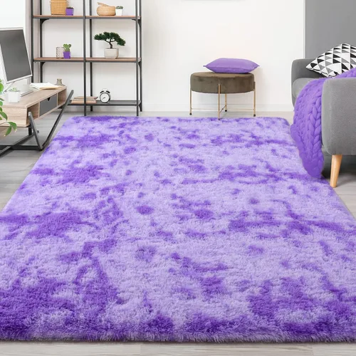 Miniatura 109 de FlyDOIT Alfombras Grandes para Sala de Estar, 5x8 Pies Alfombra Shaggy Teñida con Tie-Dye Gris Oscuro, Alfombras Mullidas Tipo Manta, Alfombras