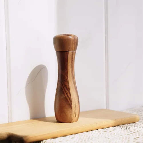 Miniatura 9 de Molinillo de pimienta, molinillo de cerámica ajustable tanto para pimienta como para sal, madera de acacia, altura de 8 pulgadas, diámetro de 2.4 in
