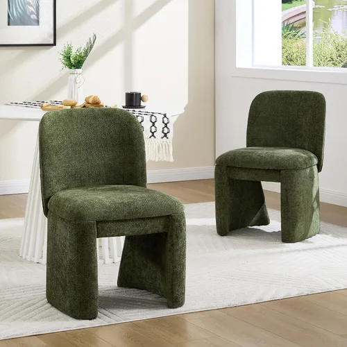 Miniatura 11 de Hyfirm Juego de 4 sillas de comedor tapizadas modernas, sillas de comedor laterales de chenilla, sillas de cocina sin brazos, sillas Parsons