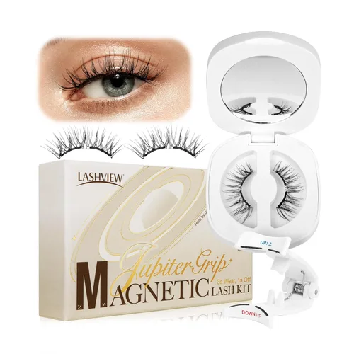 Miniatura 11 de LASHVIEW Kit de pestañas magnéticas suaves, aspecto natural con imanes ultradelgados de 0.17mm, pestañas cómodas sin pegamento con aplicador