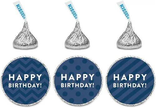 Miniatura 13 de Andaz Press Trío de etiquetas de gotas de chocolate, feliz cumpleaños, lunares, cheurón, rayas, aguamarina, paquete de 216, se adapta a recuerdos