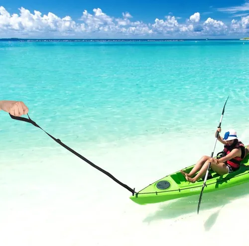 Miniatura 6 de Cuerda de remolque para kayak, correa de asistencia de pie, asas de arrastre de canoa, cuerda de tracción SUP, accesorios de kayak, mango de Negro
