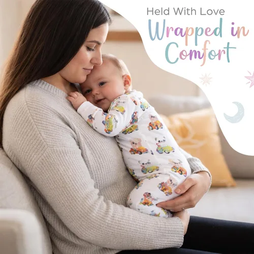 Miniatura 10 de CubbieMoon Bamboo Viscose Baby Pajamas 2 Way Zip for Diaper Change 0 to 24 Month Soft Stretchy Sleeper 2 Pack