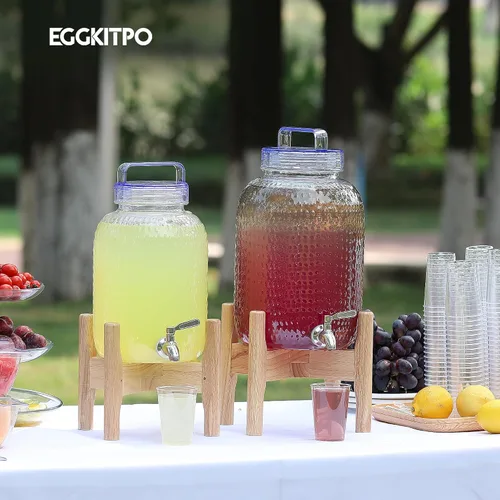 Miniatura 7 de EGGKITPO Dispensadores de bebidas de 1.5 galones con grifo y elegante soporte para fiestas, dispensador de limonada de policarbonato con soporte