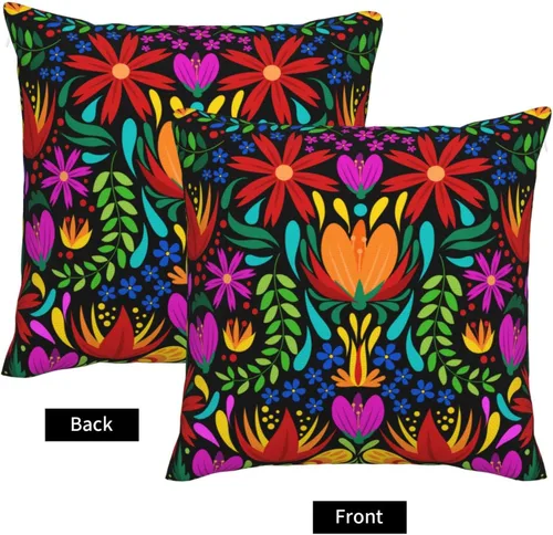 Miniatura 3 de Paquete de 2 fundas de almohada mexicanas de 18 x 18 pulgadas para almohadas de sofá, decoración del Día de los Muertos Día de los Muertos Cinco