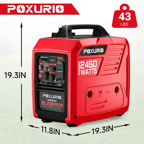 Miniatura 2 de Generador inversor de combustible dual de 2450 vatios para uso doméstico, tanque de combustible grande de 1.6 galones hasta 8.3 horas de uso