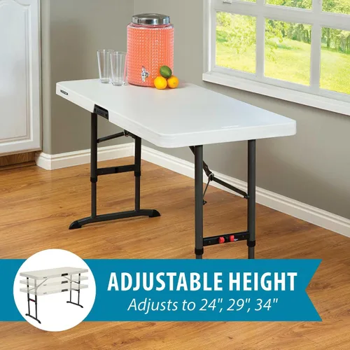Miniatura 4 de LIFETIME 80387 Mesa plegable ajustable comercial de 4 pies, almendra