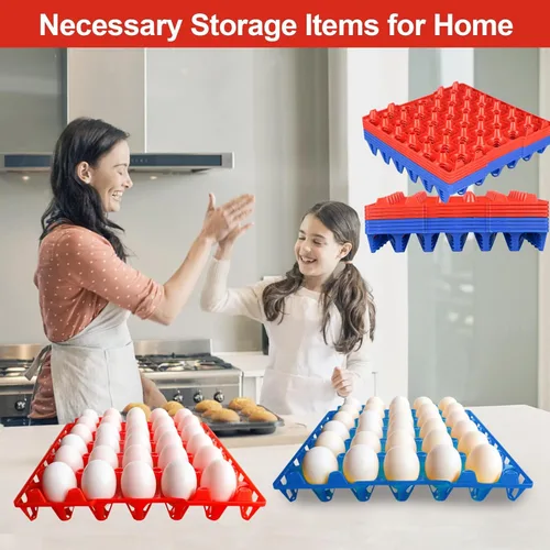 Miniatura 6 de 8 cajas de plástico para huevos para 30 huevos, cajas apilables para huevos con capacidad para múltiples huevos para granjeros de pollos domésticos