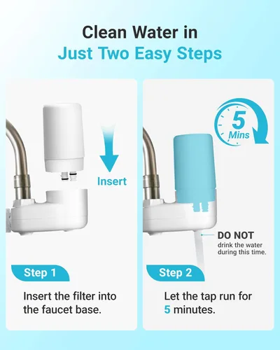 Miniatura 6 de AQUA CREST Filtro de agua para grifo, repuesto para filtro Brita®, sistema de filtración de agua del grifo Brita® Faucet 36311 On Tap, FR-200, Blanco