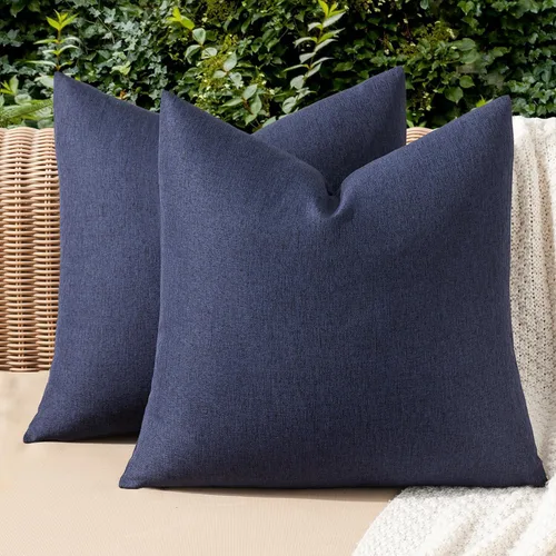 Miniatura 15 de MIULEE Paquete de 2 fundas decorativas para almohadas de exterior, sólidas, impermeables, de lino sintético, estilo granja de jardín, fundas de Óxido