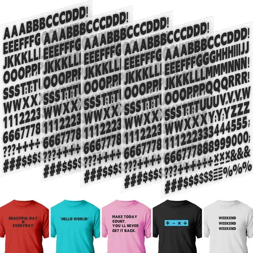 Miniatura 11 de 10 hojas 1660 piezas letras y números termoadhesivos para ropa, letras de vinilo termoadhesivas blancas de 1 pulgada con letras de transferencia