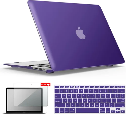 Miniatura 26 de iBenzer Carcasa rígida de plástico con superficie suave 3 en 1 y cubierta para teclado y protector de visualización para MacBook Air, Negro