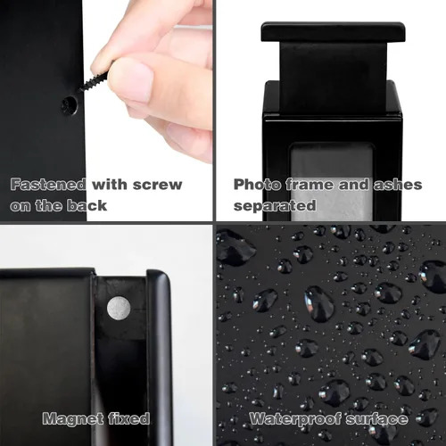 Miniatura 2 de PCS Urnas de mascotas para gatos, urna de foto de gato, urnas de gato para cenizas, caja de cremación para mascotas, color negro, pequeña