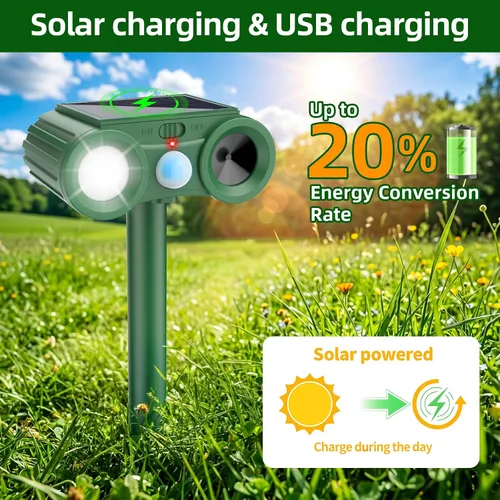 Miniatura 5 de Repelente solar de animales 2026, dispositivos repelentes de ciervos para exteriores, impermeable, repelente ultrasónico, control disuasorio