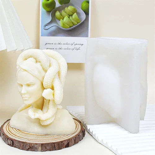 Miniatura 2 de Grainrain Moldes de velas de figuras, moldes de pilar – Gorgon Medusa – Moldes de silicona de fundición de resina para decoración del hogar