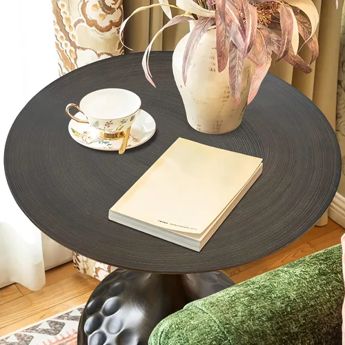 Miniatura 7 de Mesa auxiliar, mesa de centro moderna, mesa decorativa de hierro con pedestal de metal para sala de estar, dormitorio, balcón, oficina