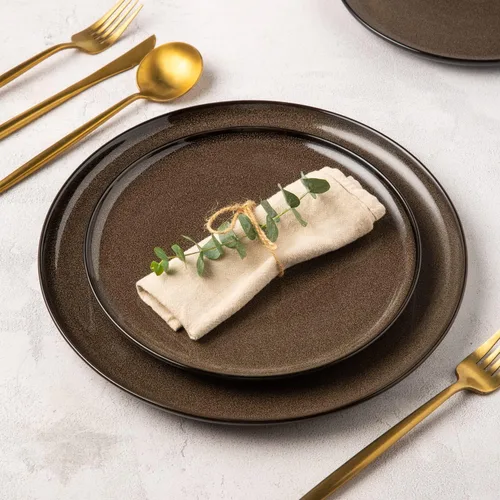 Miniatura 6 de LERATIO juego de platos de cerámica, 6 unidades, 8.5 pulgadas, platos de porcelana ligeros con esmalte reactivo para ensalada, juego de platos