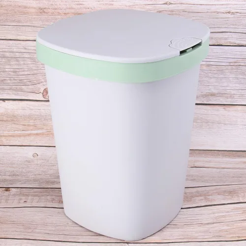 Miniatura 7 de Cubo de basura de gran capacidad con botón pulsador con tapa, contenedor silencioso para cocina, sala de estar, baño, elegante diseño cuadrado