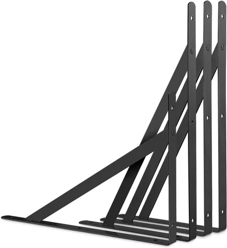 Miniatura 6 de STARVAST Paquete de 4 soportes de estante resistentes de 11.8 x 7.5 pulgadas, estantes flotantes negros triangulares, ángulo de 90 grados, soporte