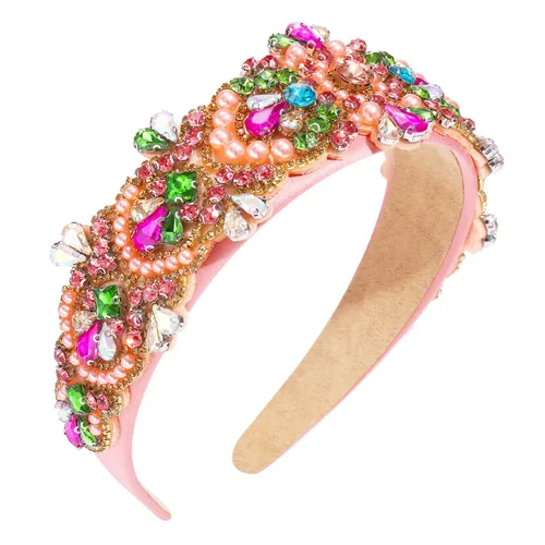 Miniatura 7 de Diademas para el cabello con cuentas de perlas adornadas con diamantes de imitación de cristal para mujeres y niñas, accesorios de aro barrocos
