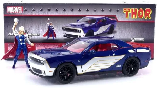 Miniatura 9 de Jada Toys Marvel 2015 Dodge Challenger SRT Hellcat - Coche fundido a presión con figura de Thor de 2.75 pulgadas, juguetes para niños y adultos