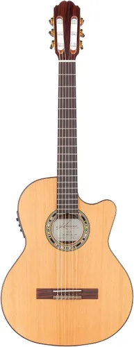 Kremona Verea - Guitarra acústica y eléctrica de nailon - 1.890 in de ancho de cuello - Hecho a mano en Europa - Bolsa acolchada incluida