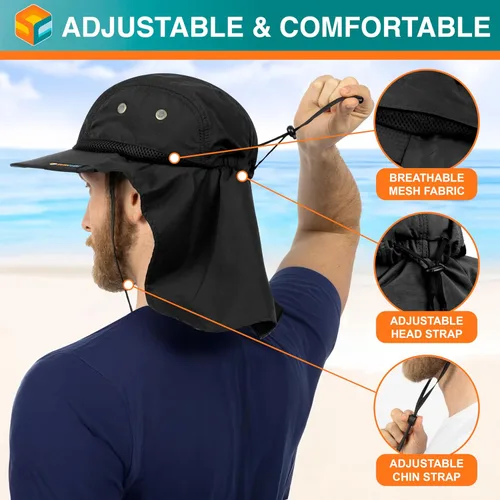 Miniatura 3 de SUN CUBE UPF50+ Sombrero de sol para hombres y mujeres con solapa para el cuello, ala ancha, protección UV, sombrero de safari para pesca