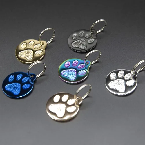 Miniatura 3 de Placa Grabada para Mascotas para Perros y Gatos - Personalizada Frontal y Posterior hasta 4 Líneas de Texto ID Personalizado Grabado, Huella de Pata